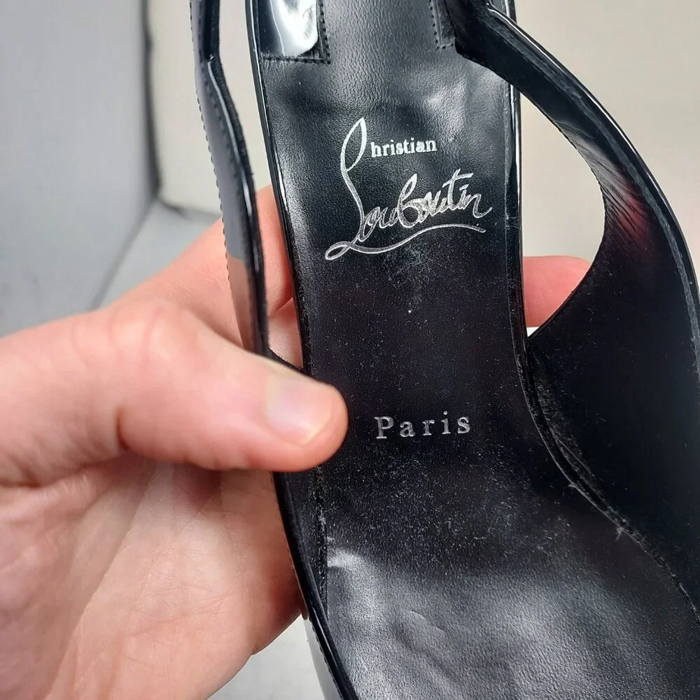 Christian Louboutin Black Patent Hot Chick Slingback Pump - Picture 5 of 12